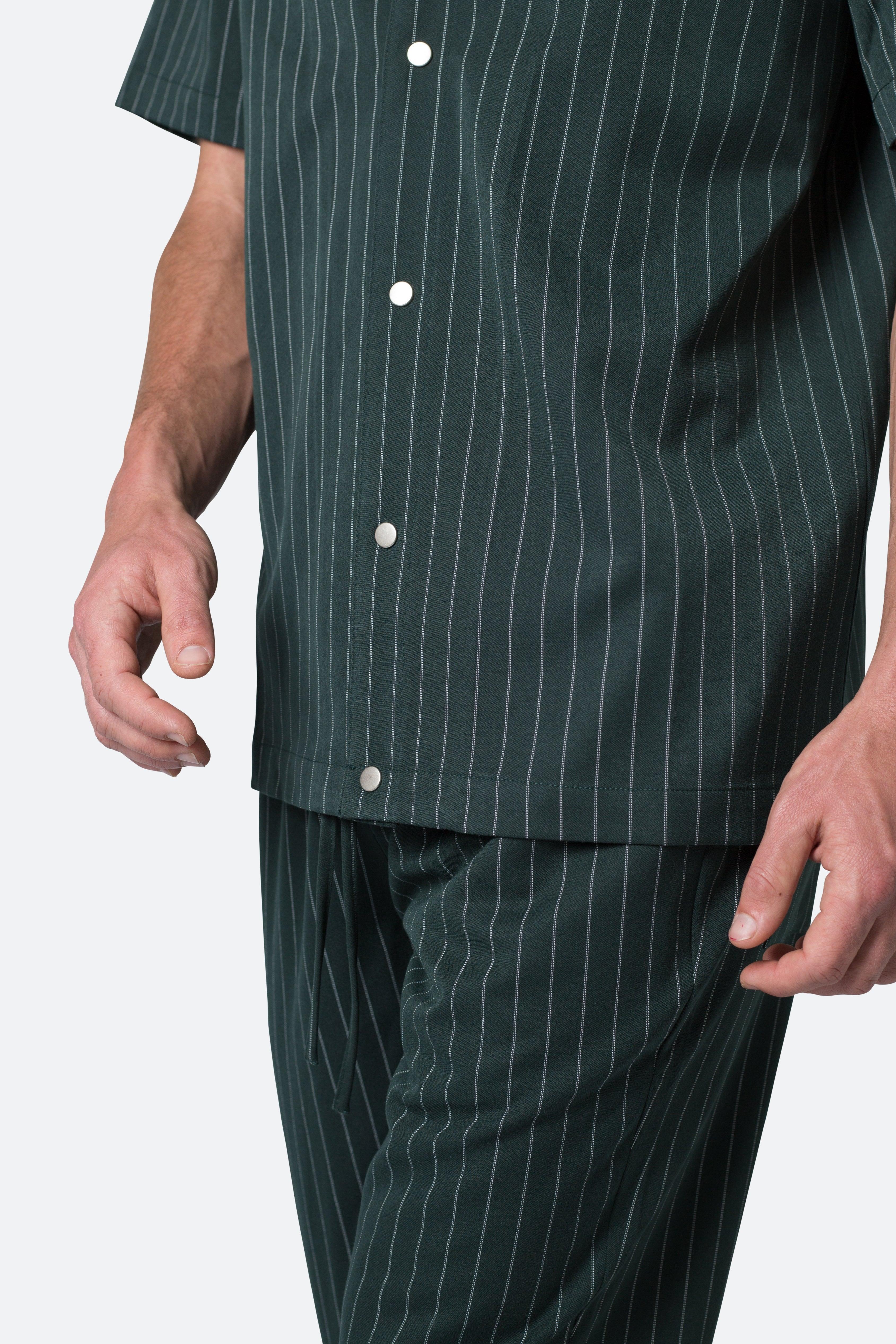 Pinstripe Short Sleeve Shirt - Green Product Image