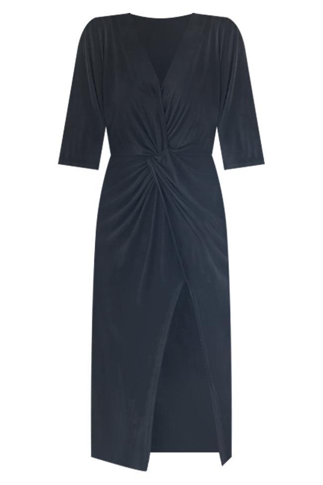 Can't Be Outdone Black Twist Detail Midi Dress FINAL SALE Product Image