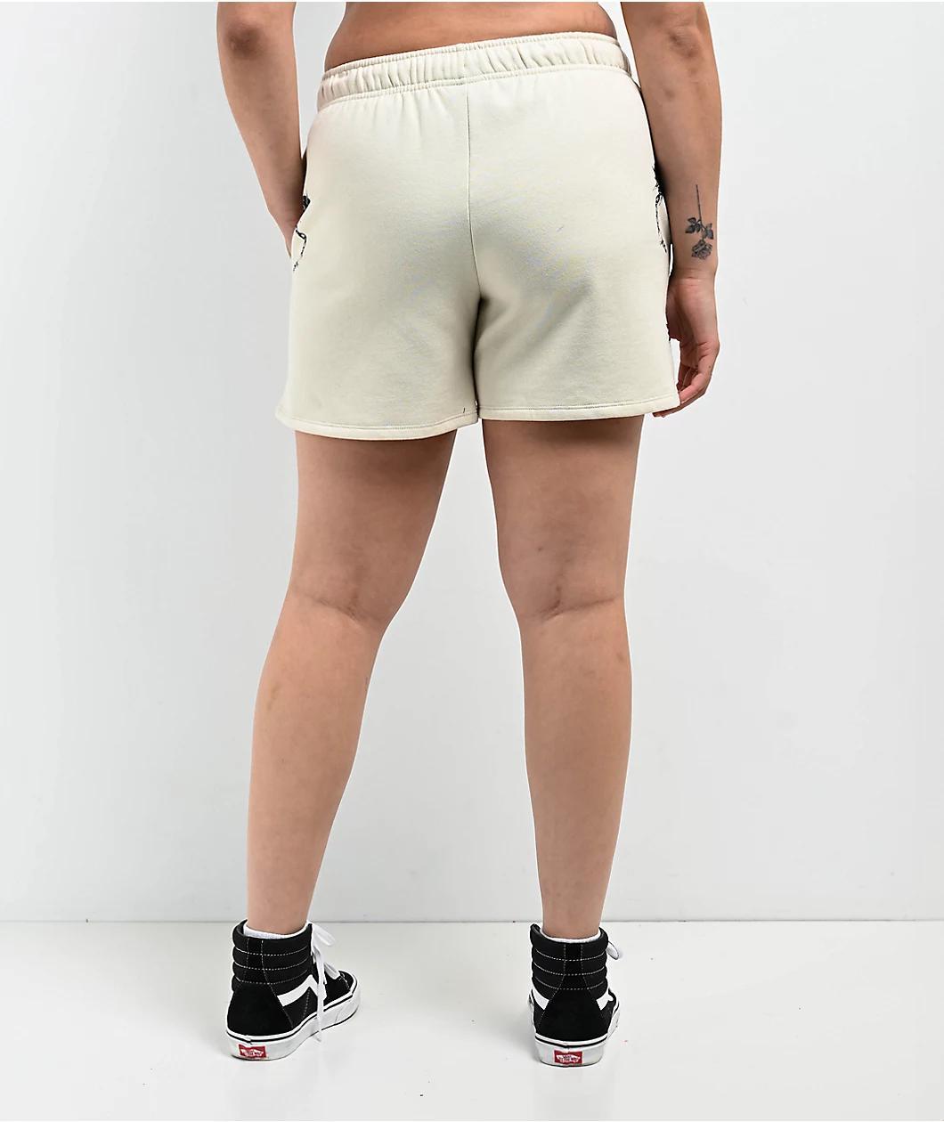 Broken Promises Spiked White Sweat Shorts Product Image