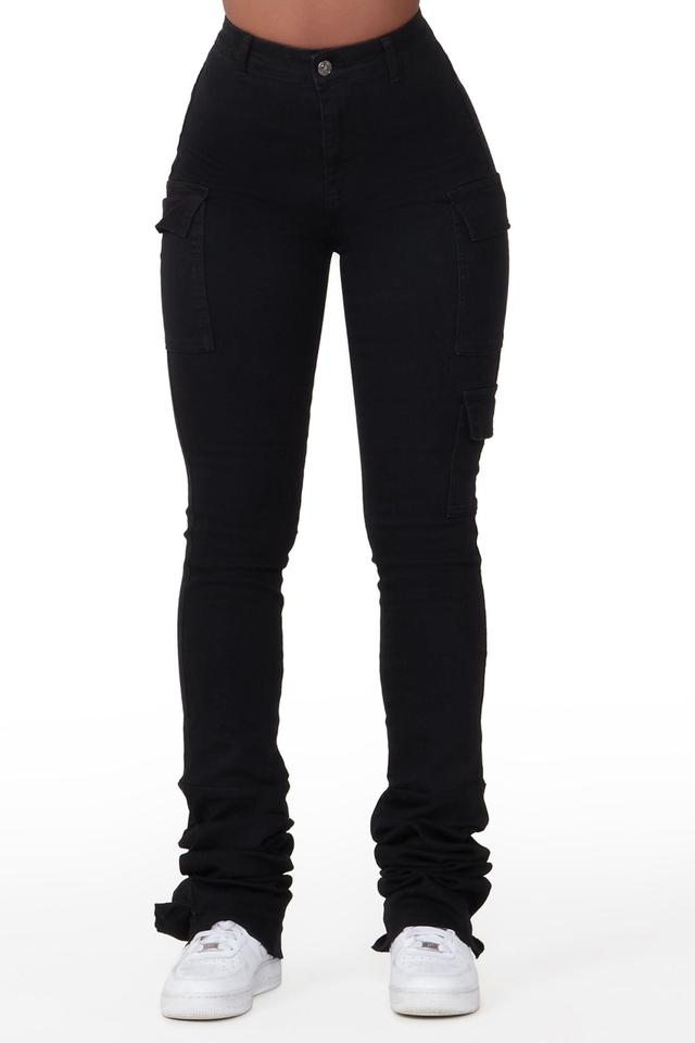 Vixen Black Cargo Super Stacked Jean Female Product Image