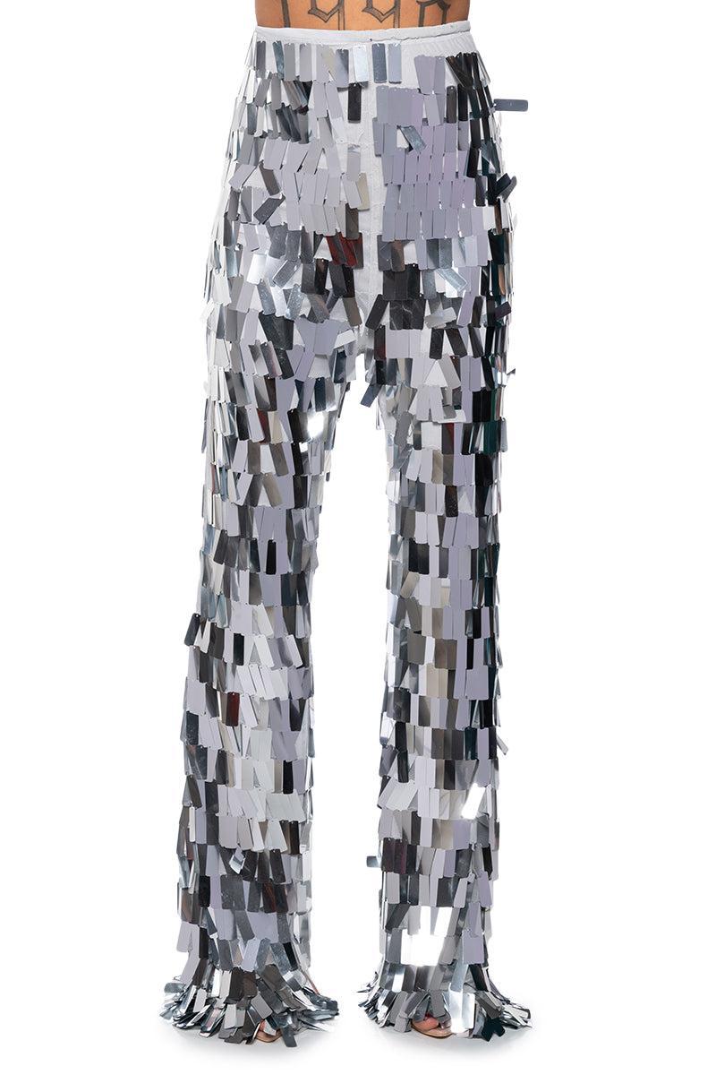 VAL STRETCH SEQUIN PANT IN SILVER Product Image