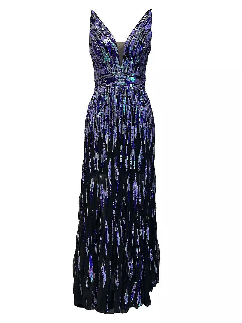 Samira Fit-&-Flare Sequin Gown Product Image