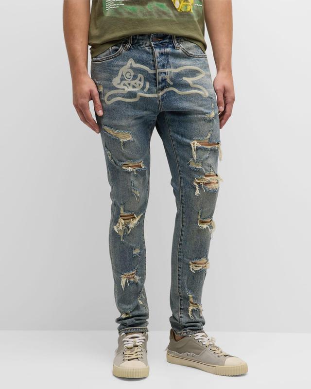 Mens Running Dog Destroyed Jeans Product Image