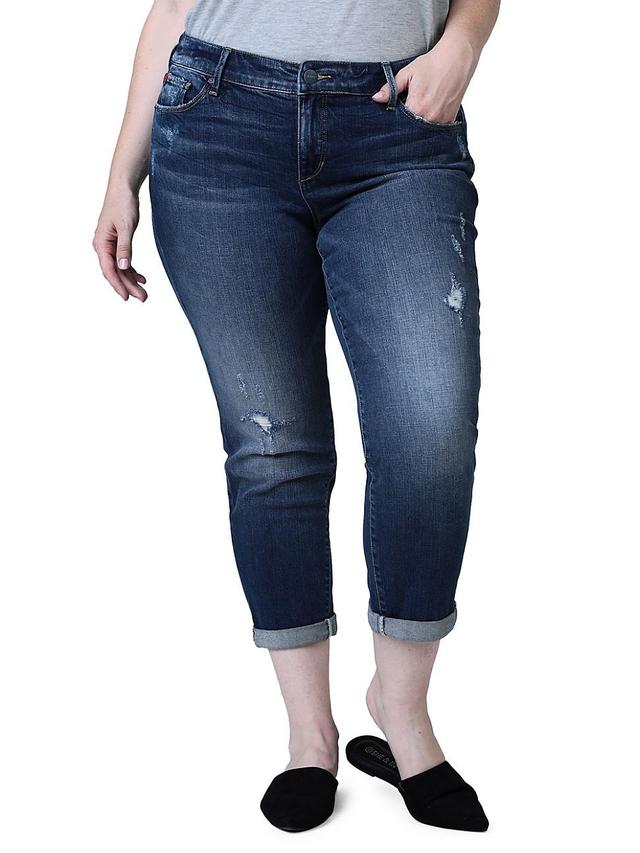 Womens Boyfriend Mid-Rise Cropped Jeans Product Image