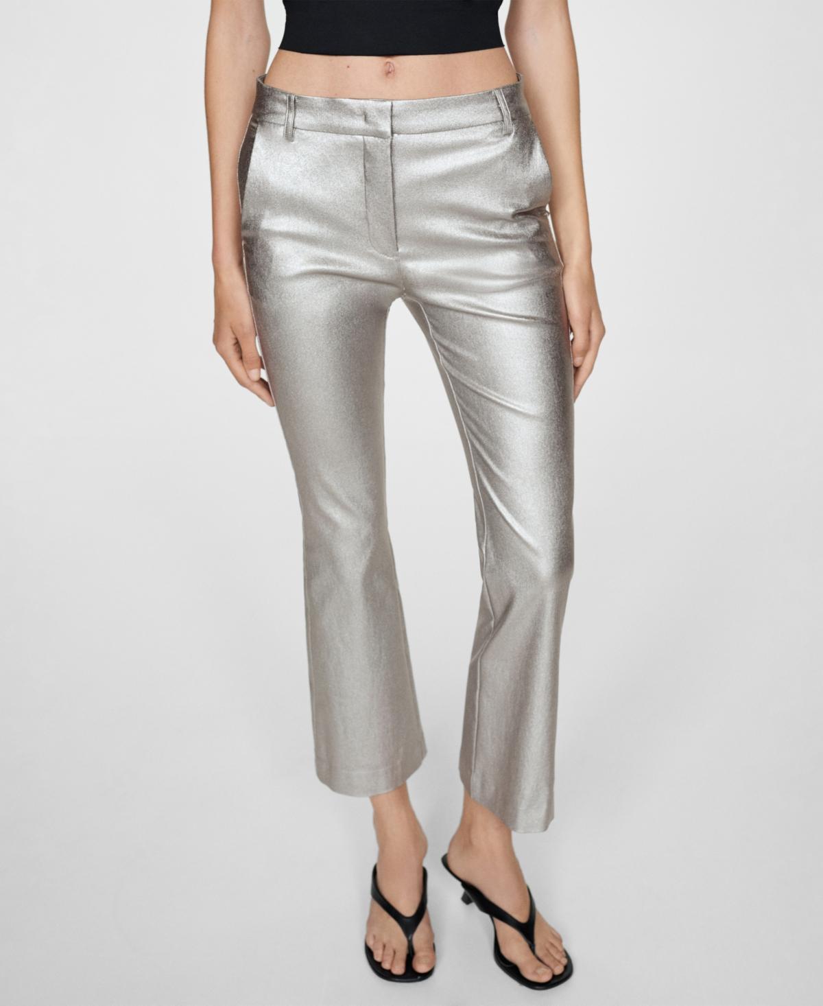 Mango Womens Metallic Flared Pants product image