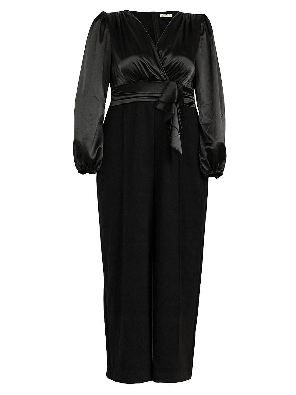 Womens Satin Surplice Wide-Leg Jumpsuit Product Image