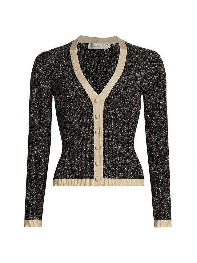 Womens Story One Metallic V-Neck Cardigan Product Image