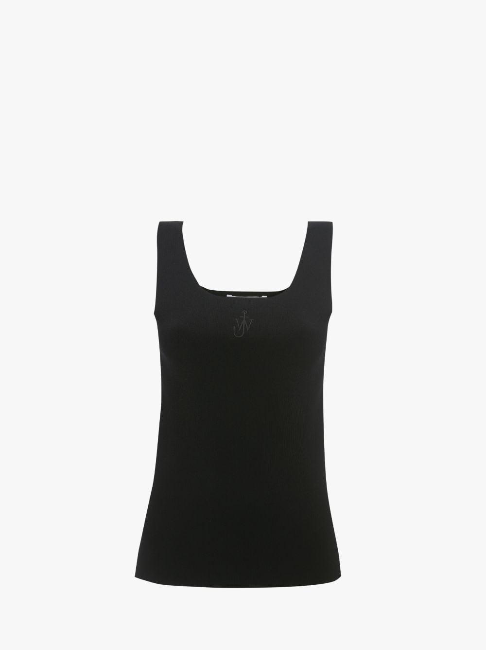 FITTED TANK TOP WITH ANCHOR LOGO EMBROIDERY in black | JW Anderson US  Product Image