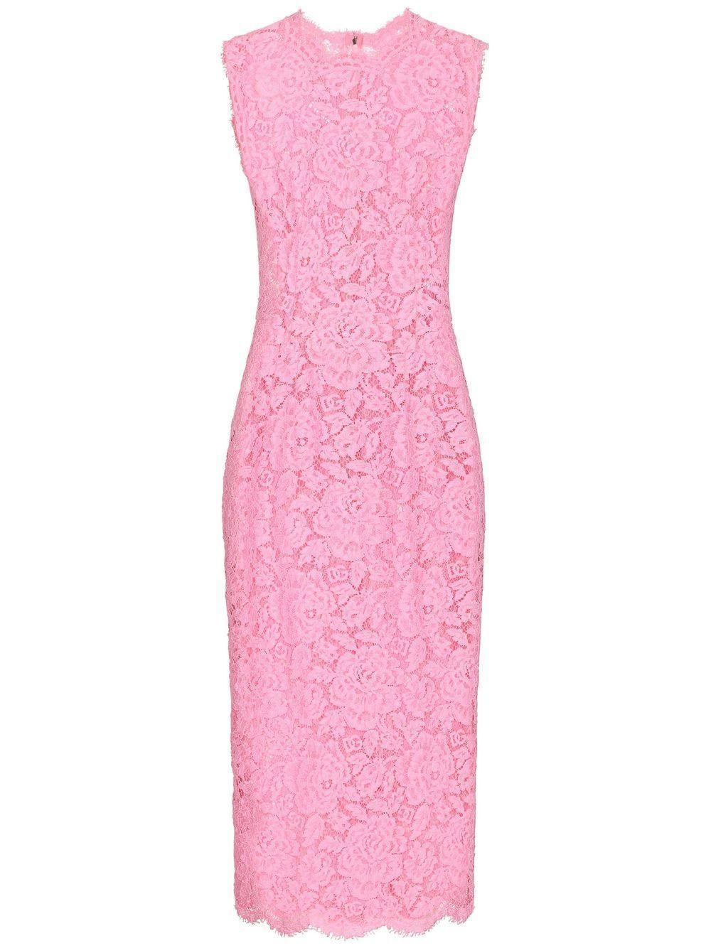 DOLCE & GABBANA Lace Midi Dress In Rosa Product Image