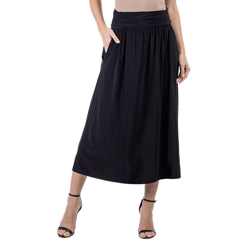 Womens 24Seven Comfort Apparel Foldover Maxi Skirt With Pockets Red Product Image