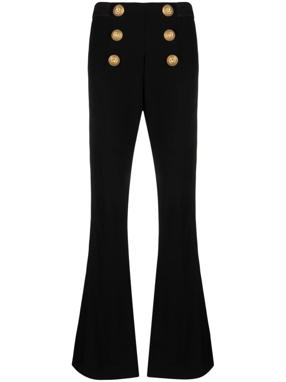 Button-detail Flared Trousers In Black Product Image