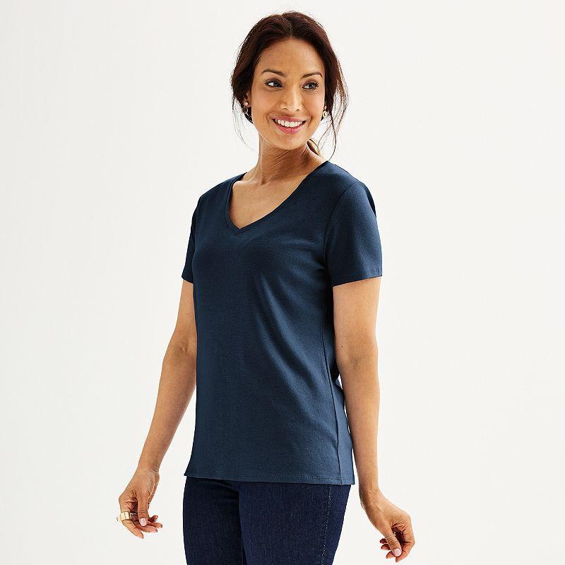 Womens Croft & Barrow Essential V-Neck Tee Seattle Blue product image