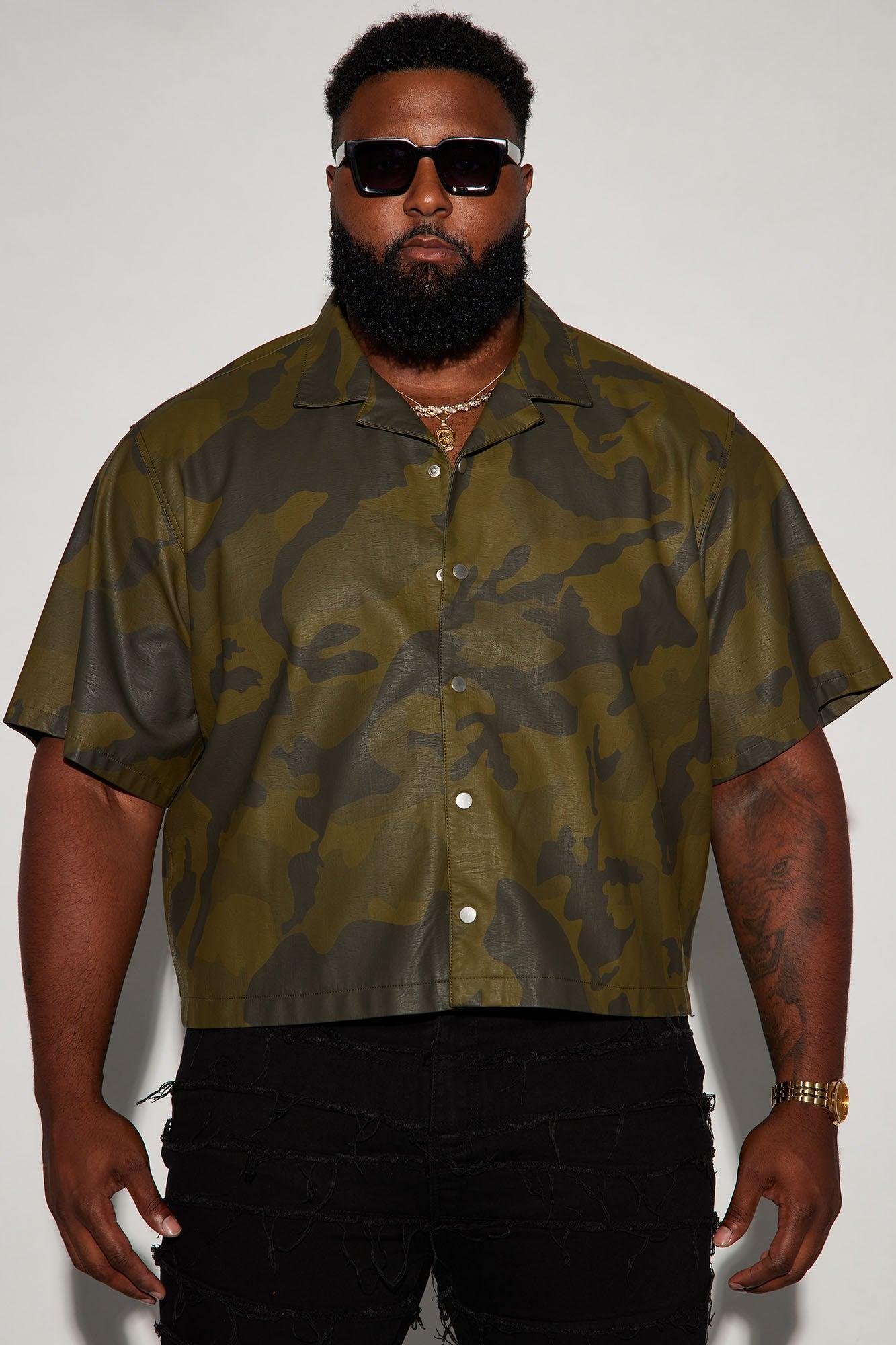 Every Step Of The Way Camo Cropped Button Up Shirt - Camouflage Product Image