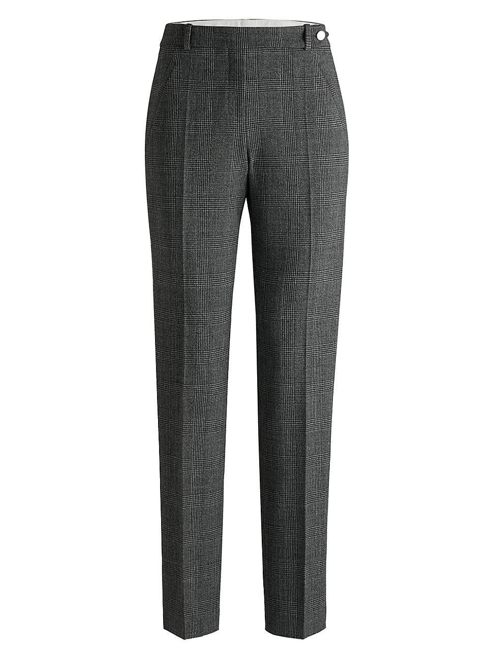 Womens Slim Leg Trousers in Checked Stretch Fabric product image