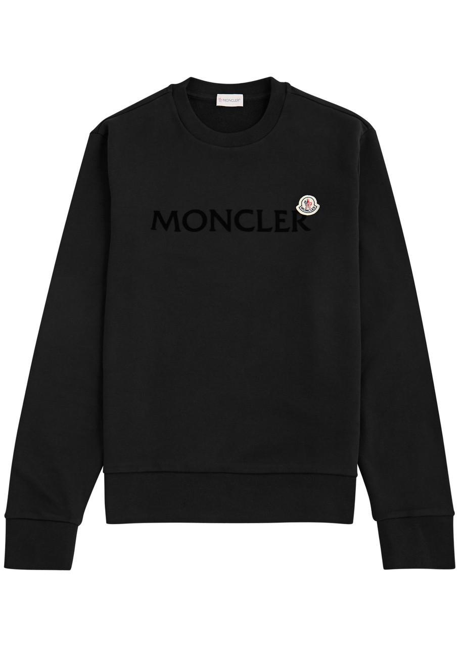 Appliquéd Logo-flocked Cotton-jersey Sweatshirt In Black Product Image