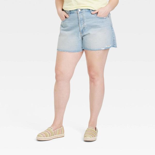 Womens Mid-Rise 90s Baggy Jean Shorts - Universal Thread Light Wash 20 Product Image