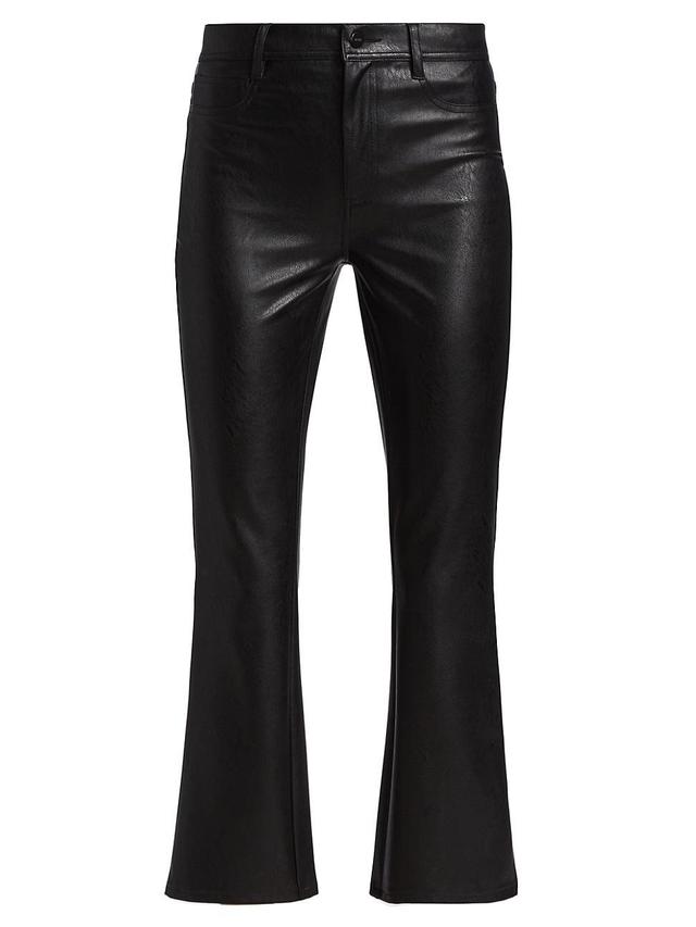 Womens Claudine High-Rise Cropped Ankle Flare Faux Leather Jeans Product Image