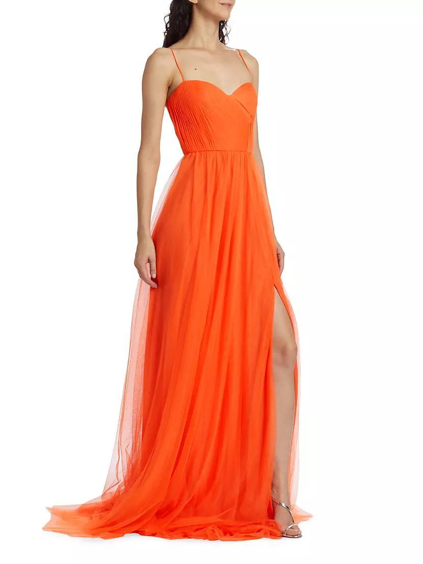 Veria Sleeveless Pleated Tulle Gown Product Image