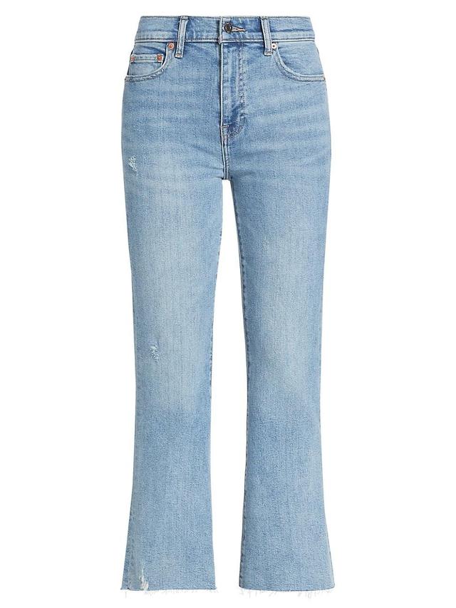 Pistola Distressed High Waist Bitten Raw Hem Bootcut Jeans Product Image