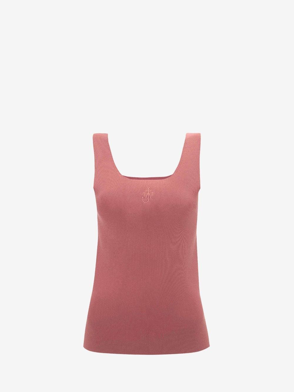 FITTED TANK TOP WITH ANCHOR LOGO EMBROIDERY in pink | JW Anderson US  Product Image