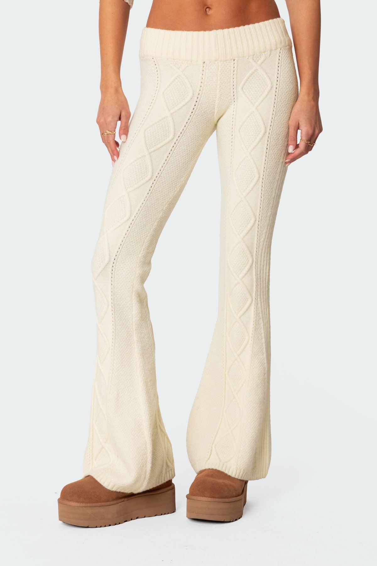 Ray Cable Knit Flared Pants Product Image