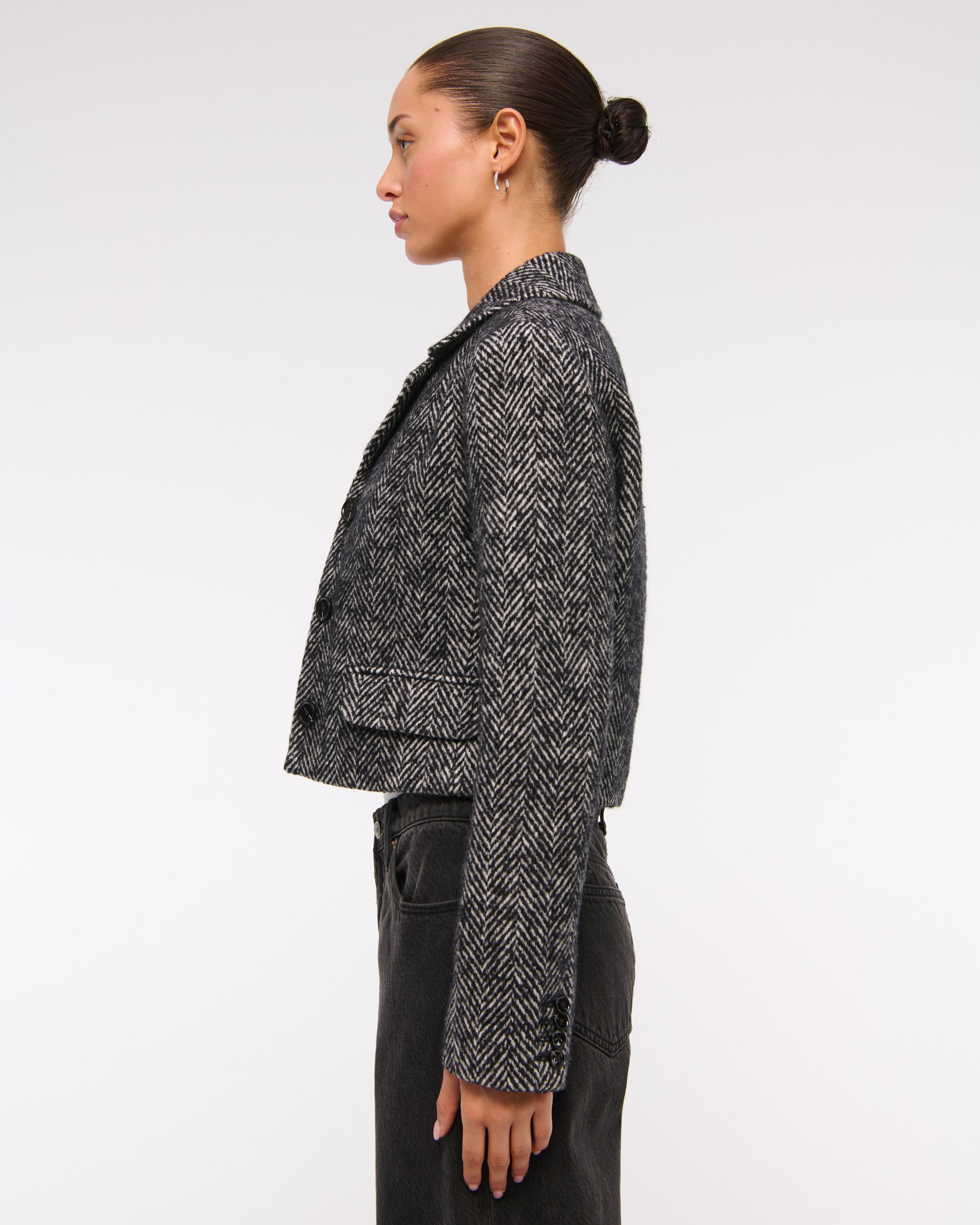 Cropped Wool-Blend Blazer Coat Product Image