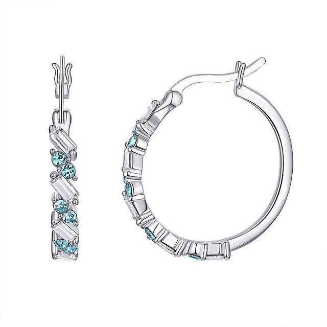 Chrystina White & Aqua Crystal Hoop Earrings, Womens Product Image