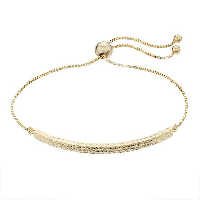 14k Gold Textured Bar Adjustable Bracelet, Womens Product Image