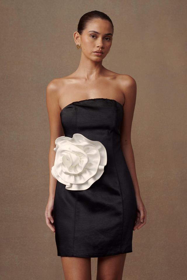 Bernadette Strapless Rose Mini Dress - Black Product Image