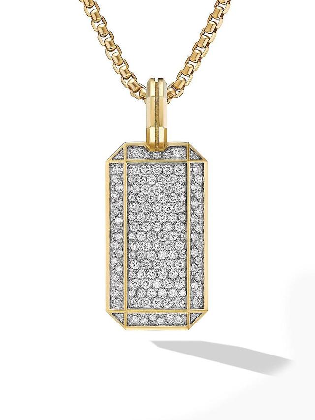 Mens Deco Tag in 18K Yellow Gold with Diamonds, 27MM Product Image