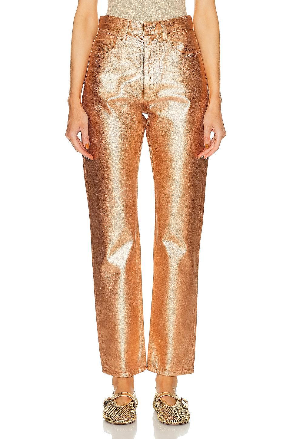 Ulla Johnson - Agnes Coated Rigid High-Rise Slim Jeans - MetallicModa Operandi Product Image