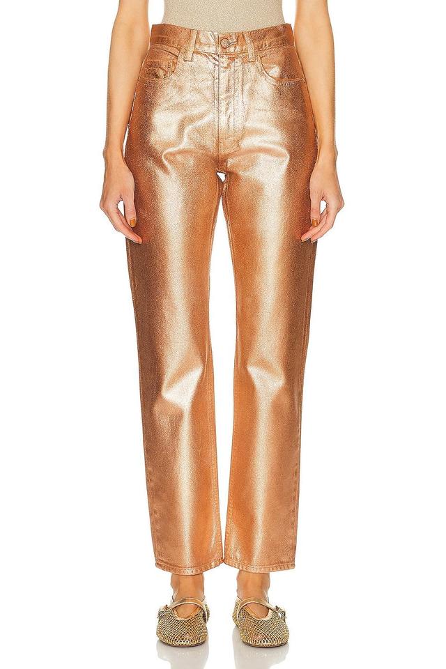 Ulla Johnson Agnes Straight Leg in Metallic Copper Product Image