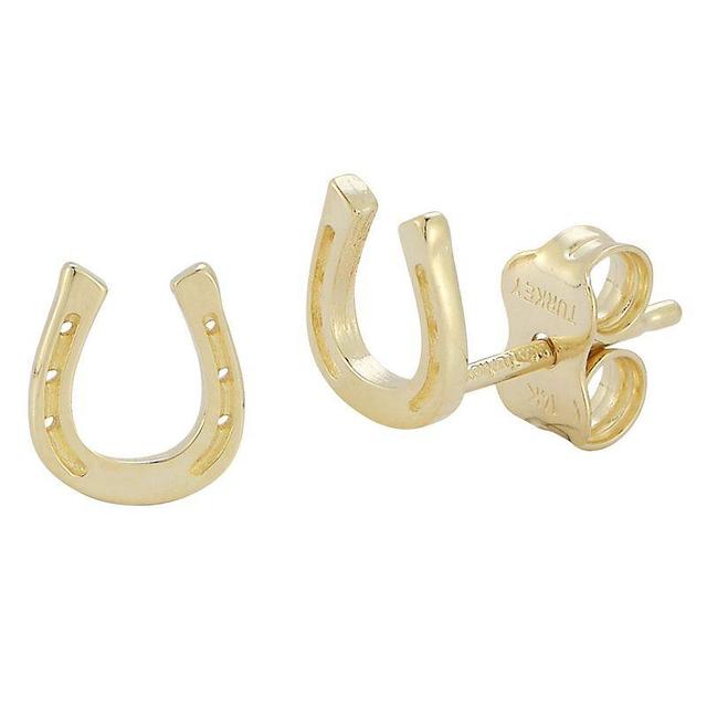 LUMINOR GOLD 14k Gold Horseshoe Stud Earrings, Womens, Yellow Product Image