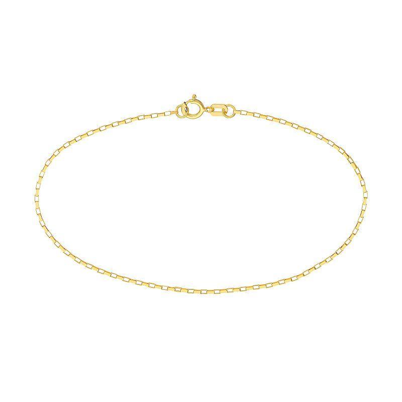 14k Gold 0.88 mm Long Link Box Chain Bracelet, Womens Product Image