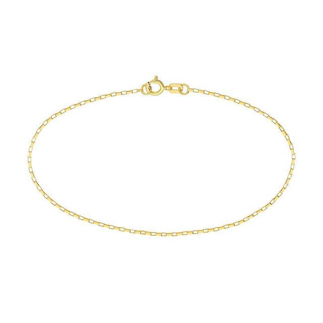 14k Gold 0.88 mm Long Link Box Chain Bracelet, Womens Product Image