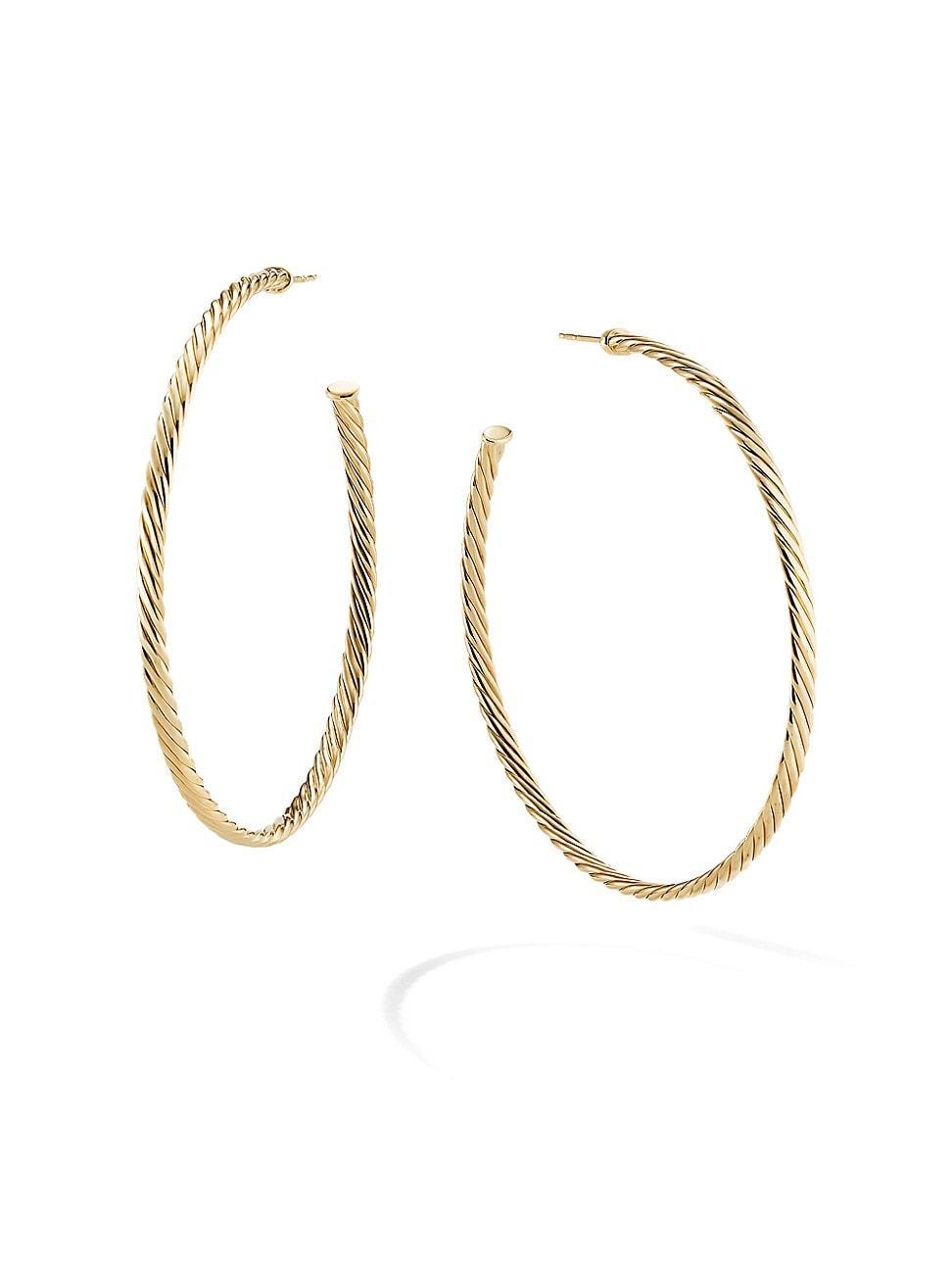 Womens Sculpted Cable Hoop Earrings In 18K Yellow Gold Product Image