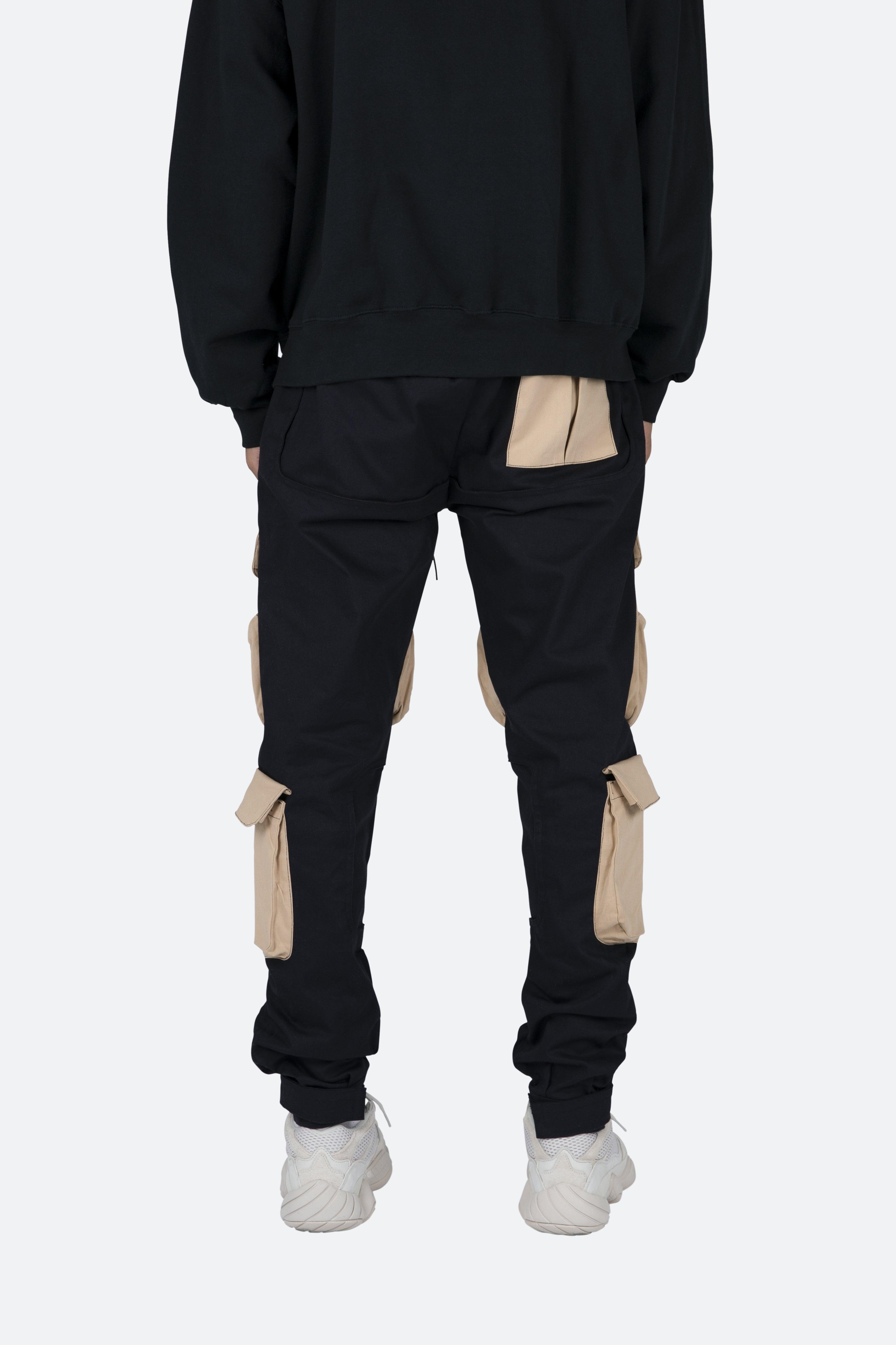 Contrast Cargo Pants - Black/Natural Male Product Image