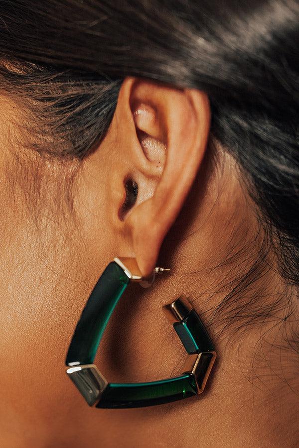 Kendra Scott Arden Gold Statement Hoop Earrings in Emerald Mix Product Image