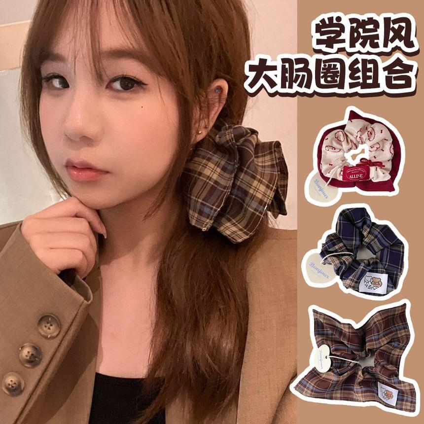 Plaid Scrunchie / Dog Print Bow Scrunchie Product Image