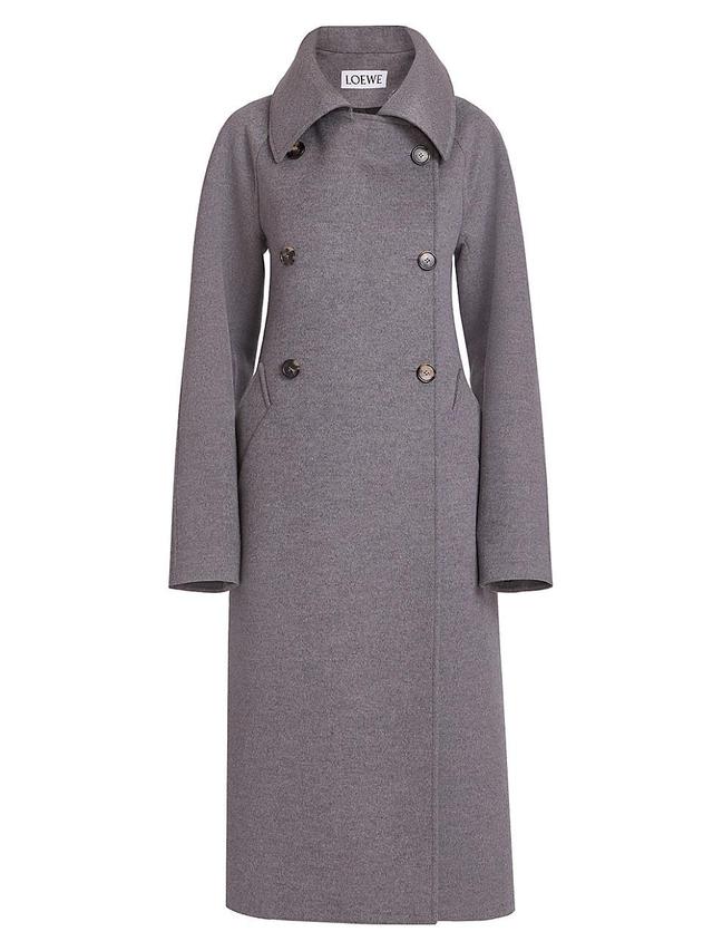 Womens Double-Breasted Wool-Cashmere Coat Product Image