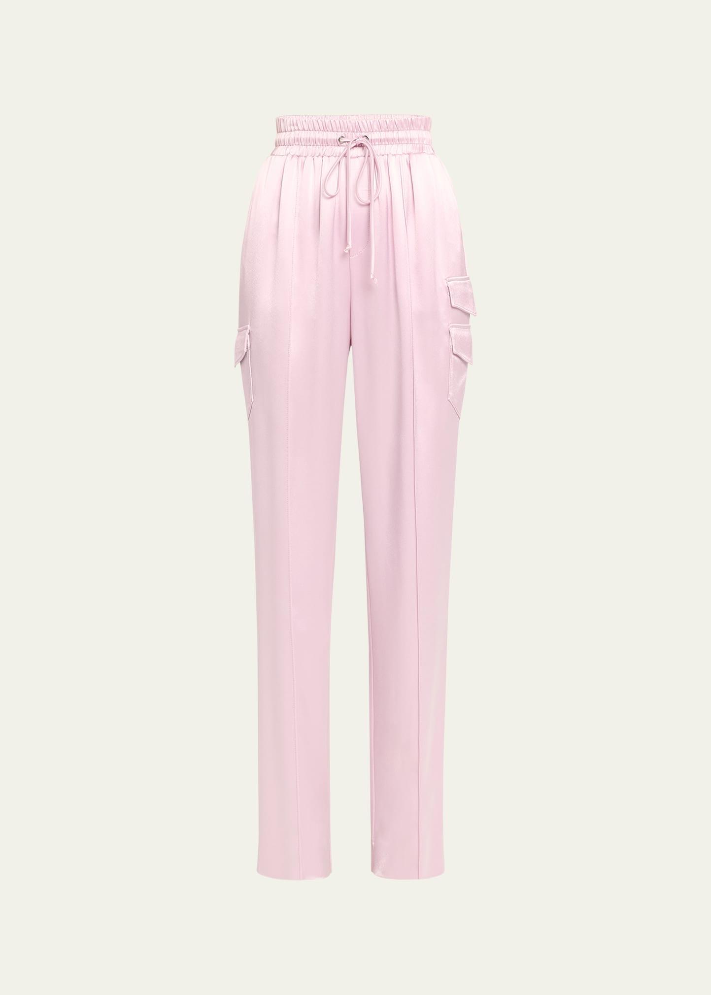 Sarie Satin Drawstring Straight-Leg Pants Product Image