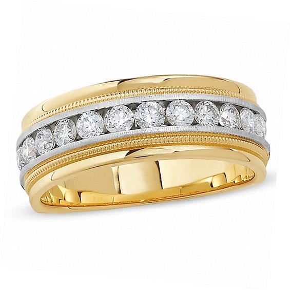 Men's 1 CT. T.w. Diamond Milgrain Band in 14K Two-Tone Gold Product Image