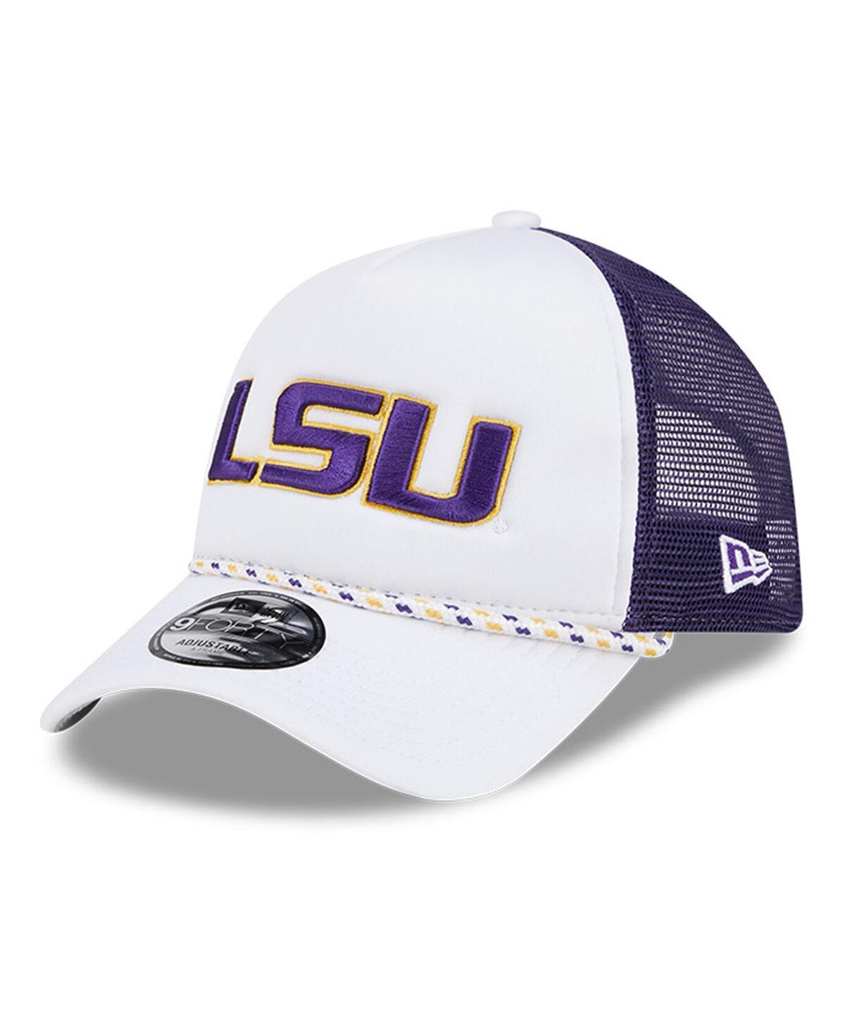 Mens New Era /Purple LSU Tigers Court Sport Foam A-Frame 9FORTY Adjustable Trucker Hat Product Image