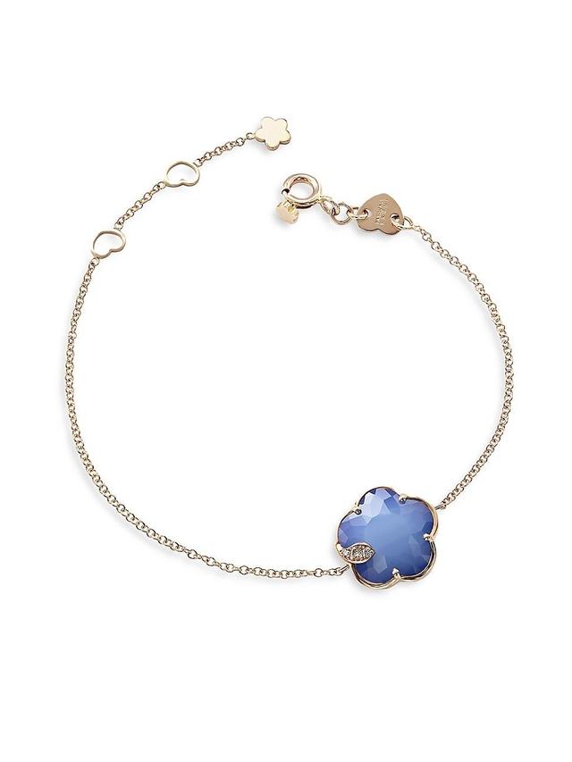 Womens Petit Joli 18K Rose Gold & Multi-Gemstone Flower Charm Bracelet Product Image