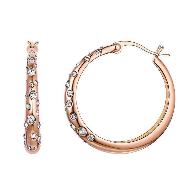 Chrystina Burnished Crystal Hoop Earrings, Womens, Rose Gold Tone Product Image