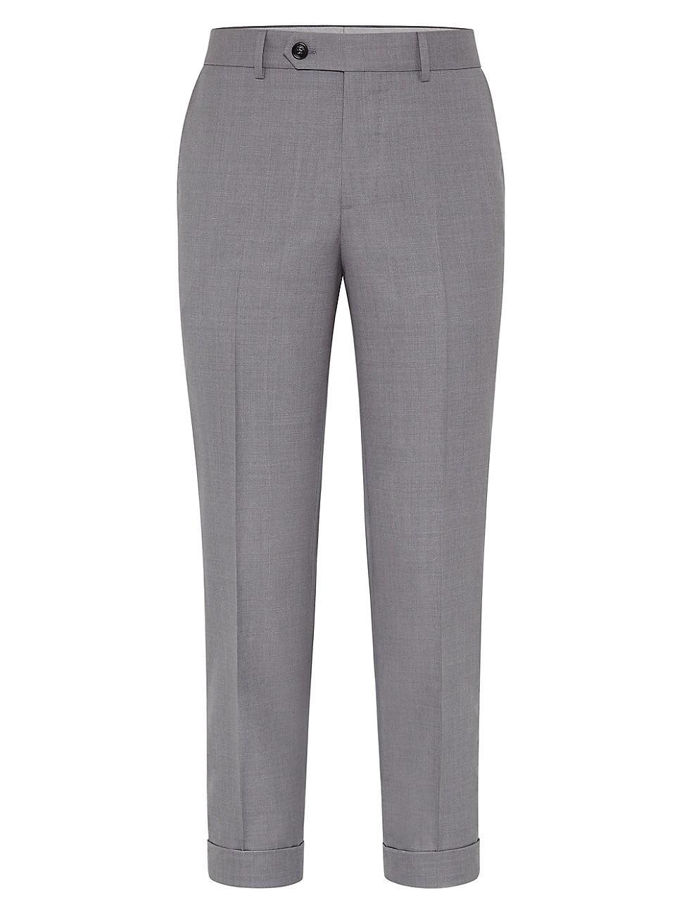 Mens Virgin Wool and Silk Lightweight Hopsack Formal Fit Trousers Product Image