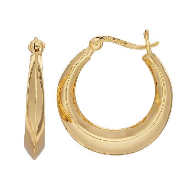 Primavera 24k Gold Over Silver Knife Edge Hoop Earrings, Womens, Gold Tone Product Image