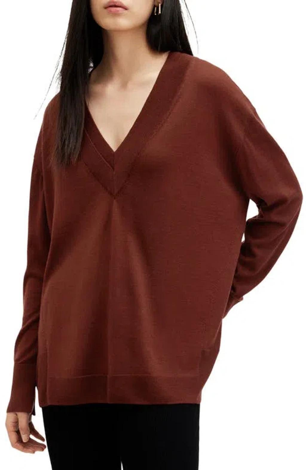 Bern Merino Wool V-neck Jumper In Sugar Brown Product Image