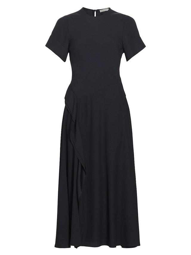 Cassia Ruffled Short-Sleeve Midi Crepe Dress Product Image