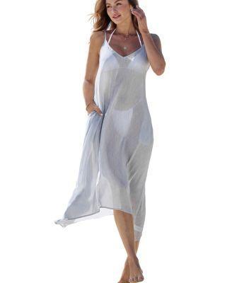 Cupshe Womens Sheer V-neck Midi Cover Up Slip Beach Dress Product Image